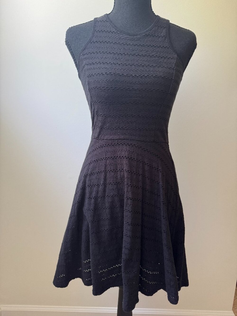 Aéropostale Black Eyelet Fit & Flare Dress - Size XS